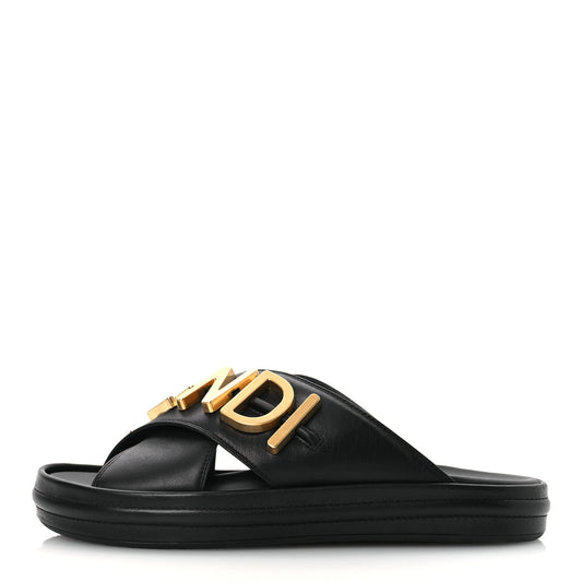 Vitello Womens Fendigraphy Slide Sandals 38.5 Black