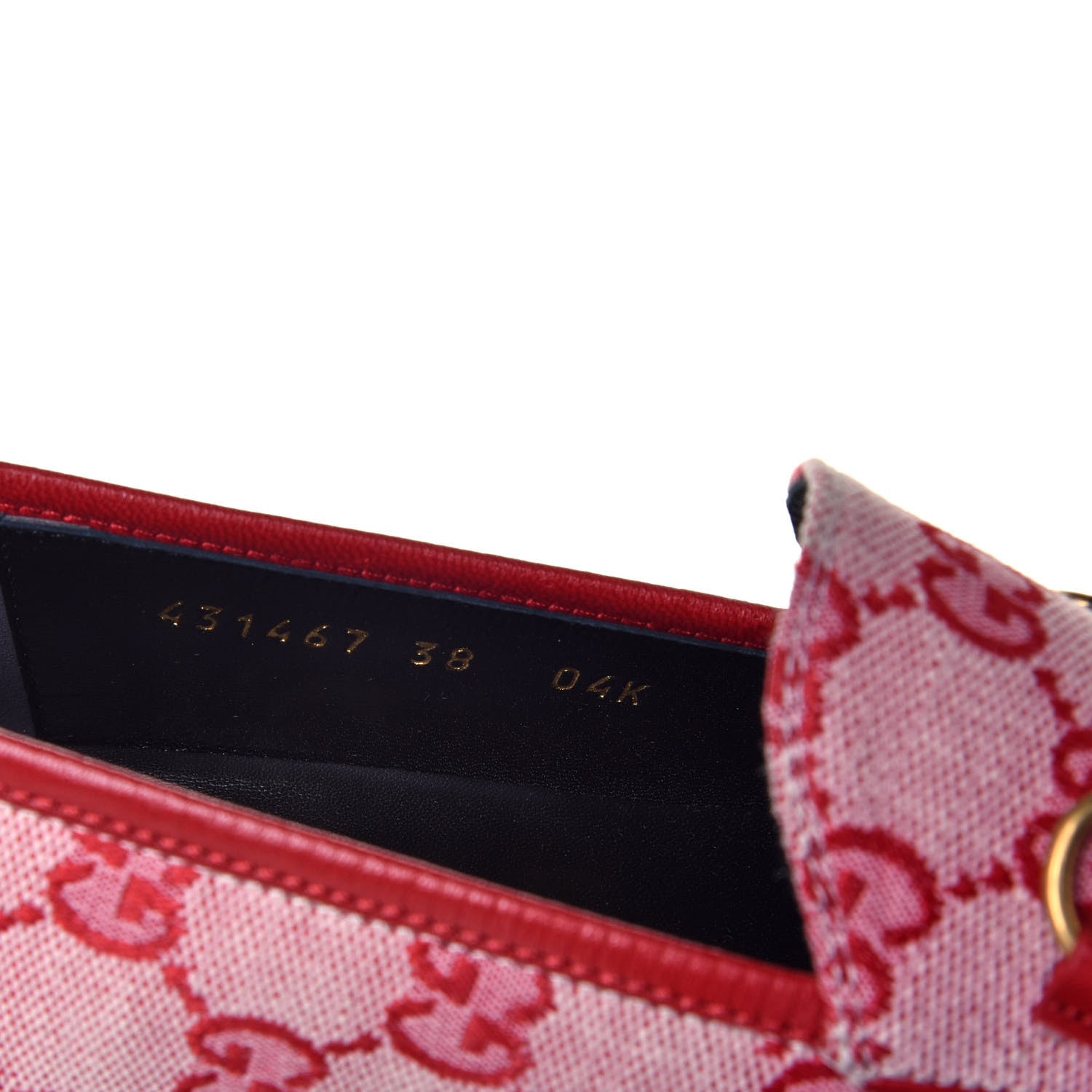 Gucci Canvas GG Monogram Horsebit Womens Jordaan Loafers 38 Gardenia Hibiscus Red 8 of 9