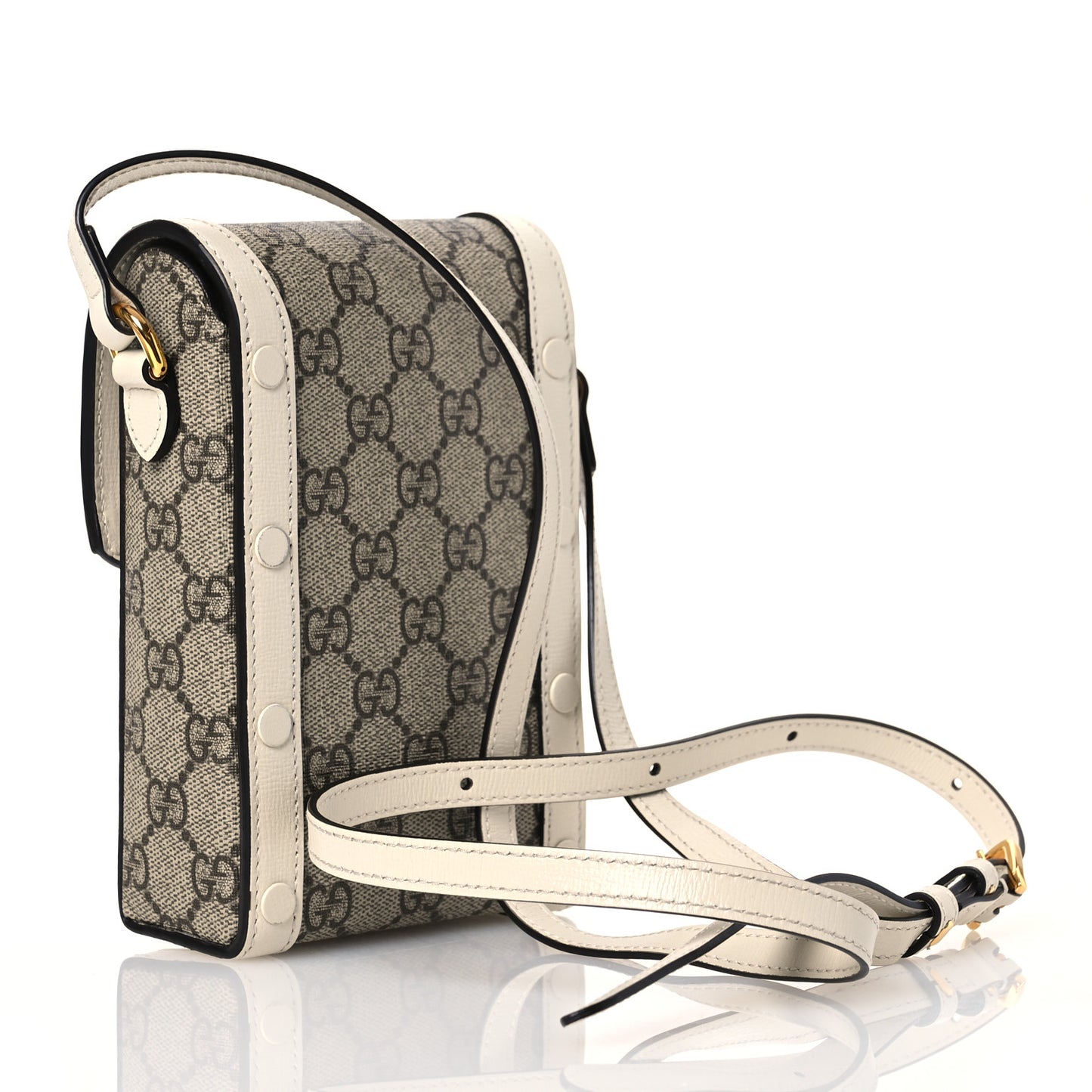 GG Supreme Monogram Azalea Calfskin Mini Horsebit 1955 Crossbody Bag Beige Ebony Mystic White