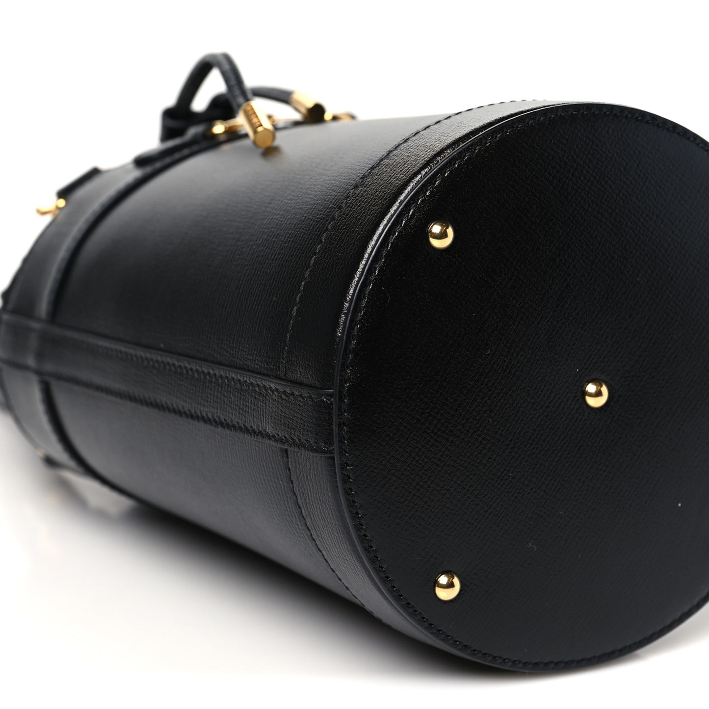 Azalea Sakai Calfskin Small Horsebit 1955 Drawstring Bucket Bag Black