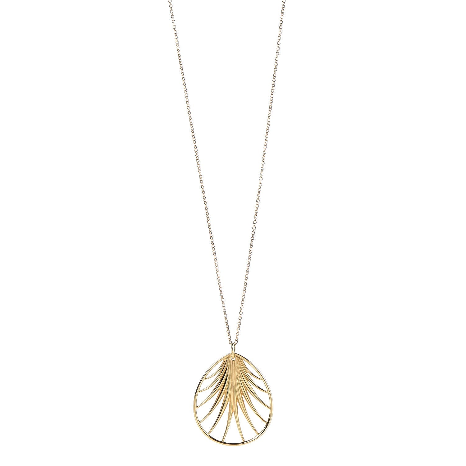 Tiffany 18K Yellow Gold Large Paloma Picasso Villa Paloma Palm Pendant Necklace 30 1 of 8