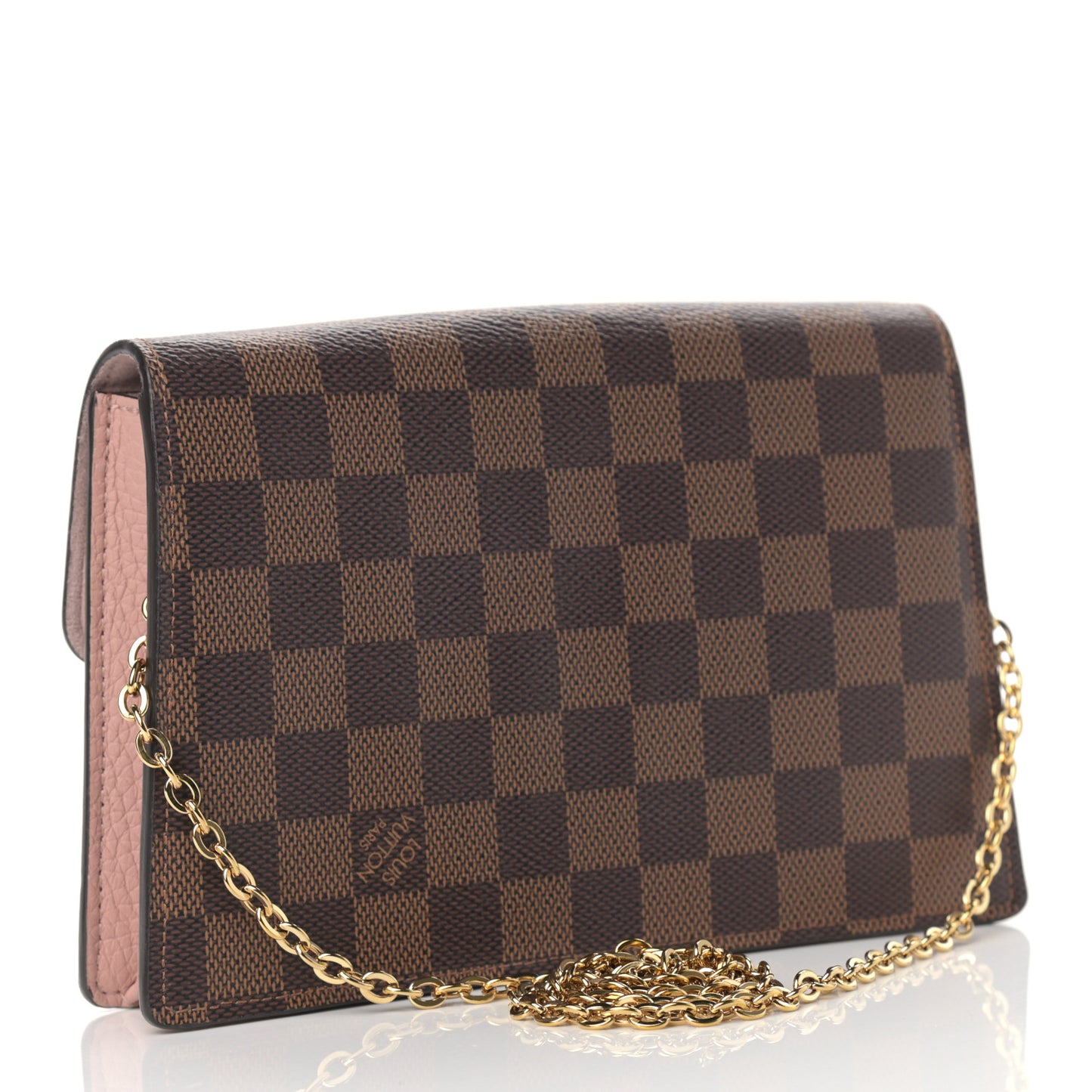 Damier Ebene Croisette Chain Wallet Magnolia