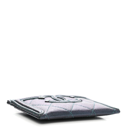 Chanel Iridescent Caviar Quilted Filigree Card Holder Dark Turquoise 4 of 8