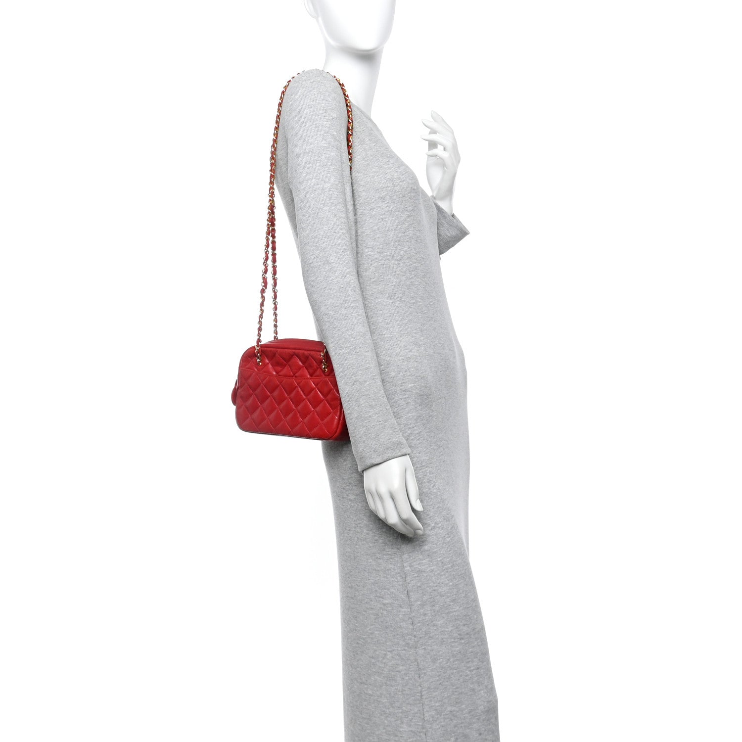 Chanel Lambskin Quilted Camera Case Red 2 of 16