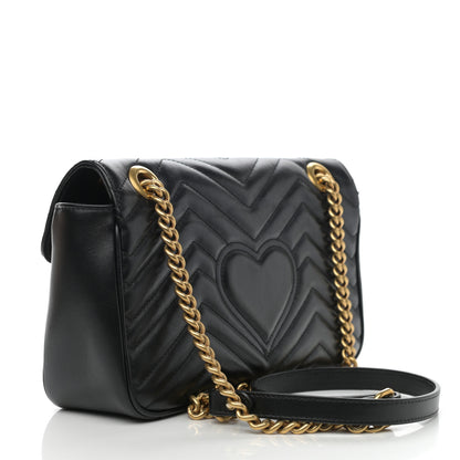 Gucci Calfskin Matelasse Small GG Marmont Shoulder Bag Black 3 of 8