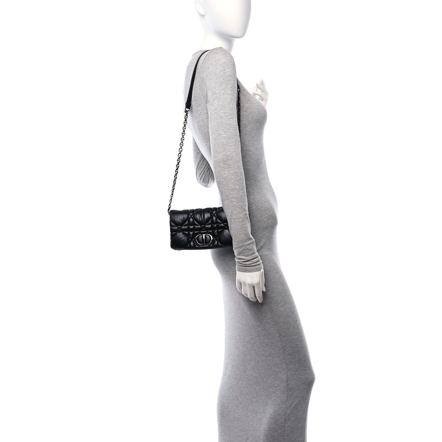 Calfskin Macrocannage Mini Caro Bag Black