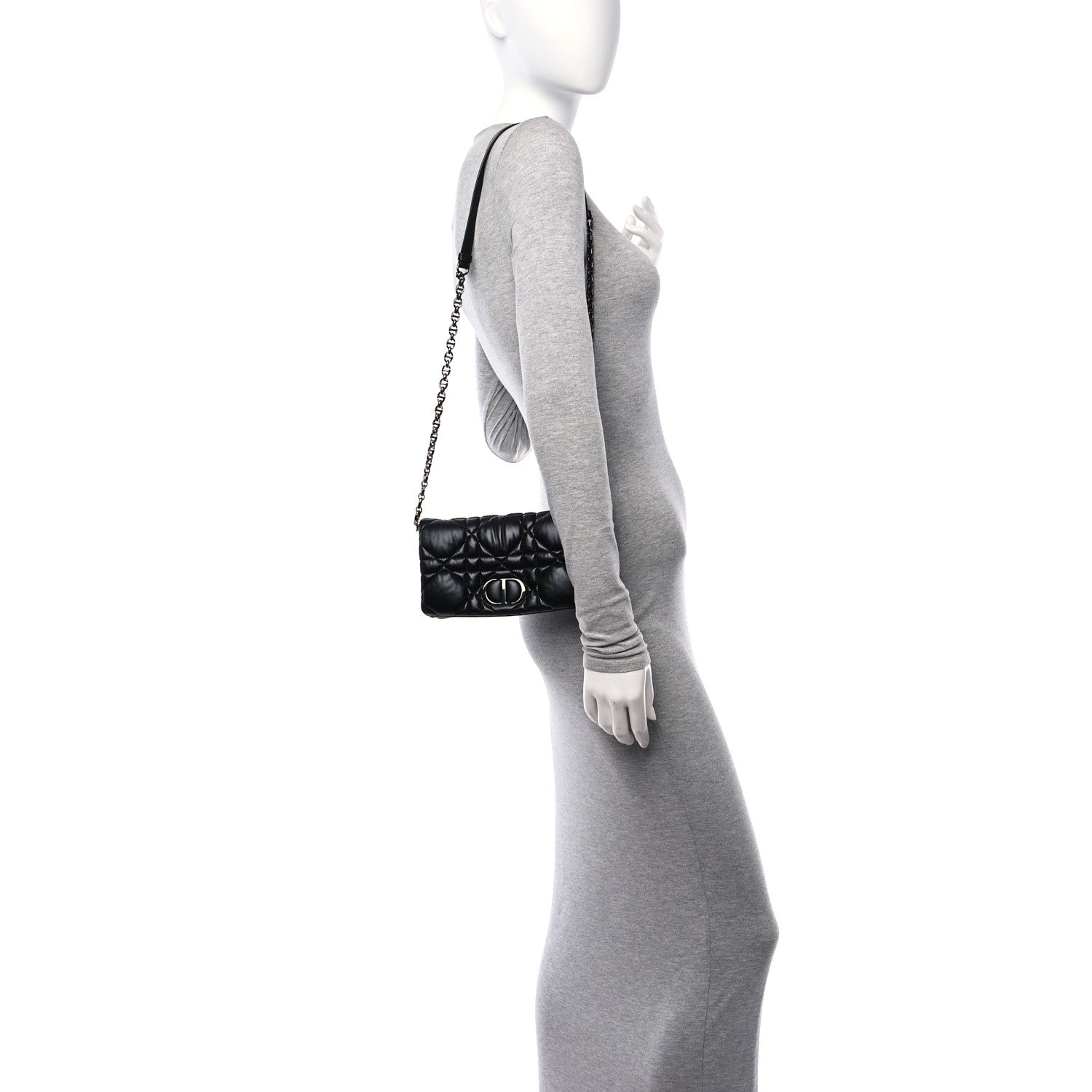 Christian Dior Calfskin Macrocannage Mini Caro Bag Black 2 of 10