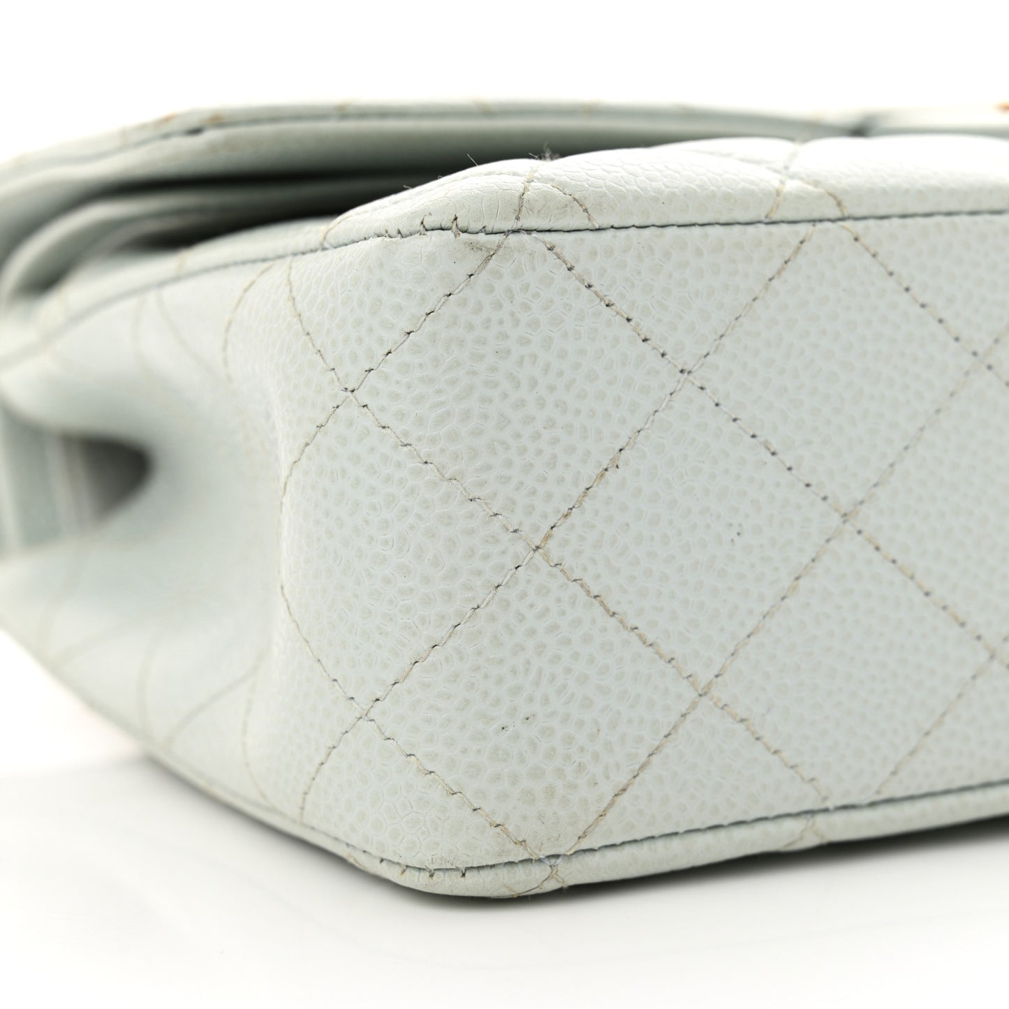 Caviar Quilted Medium Double Flap Light Blue