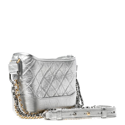 Chanel Metallic Aged Calfskin Quilted Small Gabrielle Hobo Silver 3 of 9
