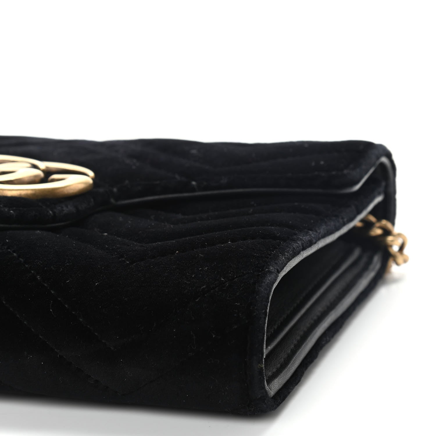 Gucci Velvet Matelasse GG Marmont Chain Wallet Black 9 of 11