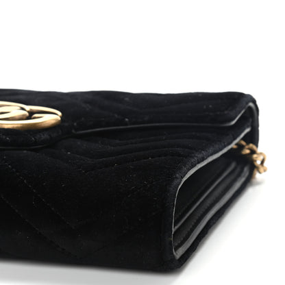 Gucci Velvet Matelasse GG Marmont Chain Wallet Black 9 of 11