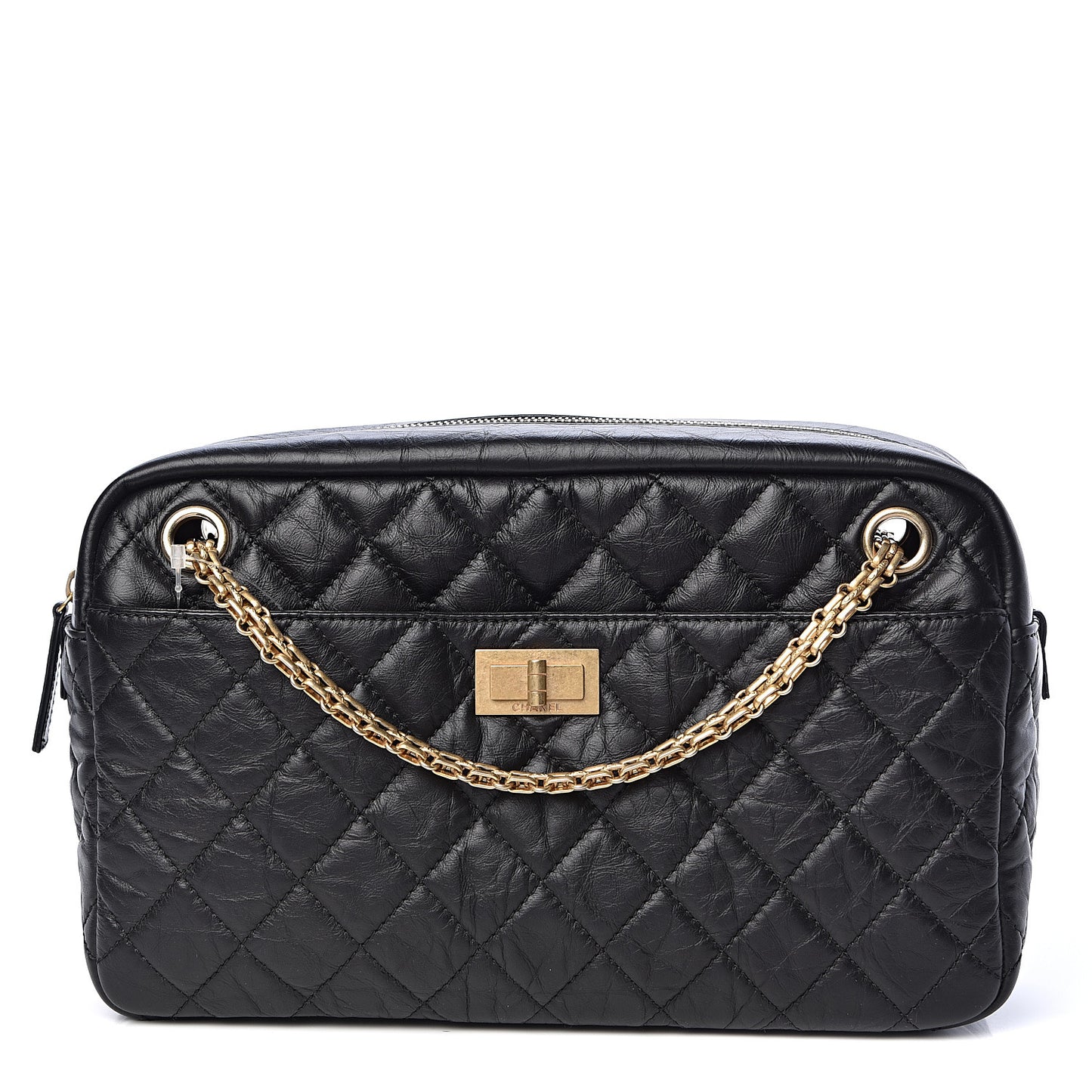 Aged Calfskin Quilted Medium Reissue Camera Case Black