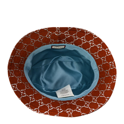 Gucci Canvas Lame GG Monogram Bucket Hat L Burnt Orange Silver 6 of 8