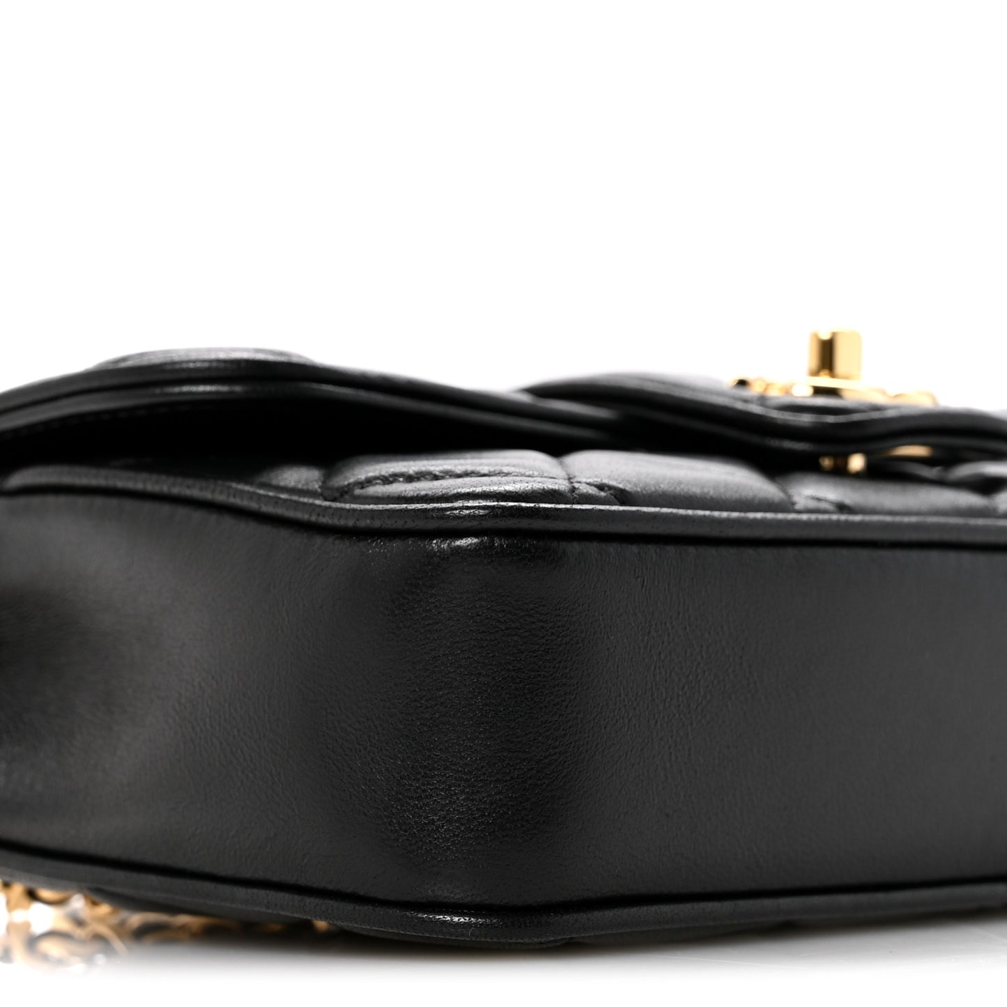 Lambskin Quilted Tab Mini Flap Black