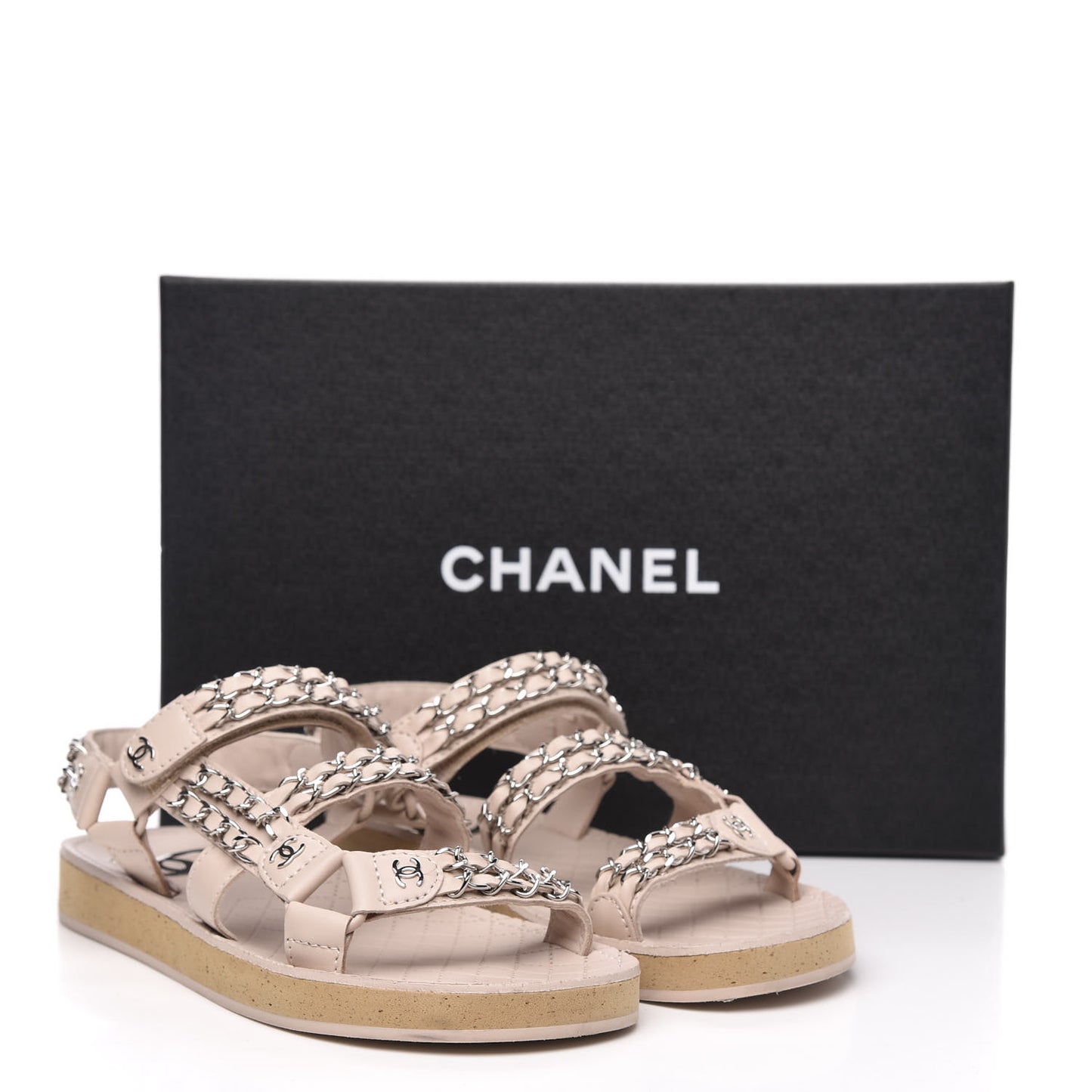 Lambskin Chain Sandals 37 Pink