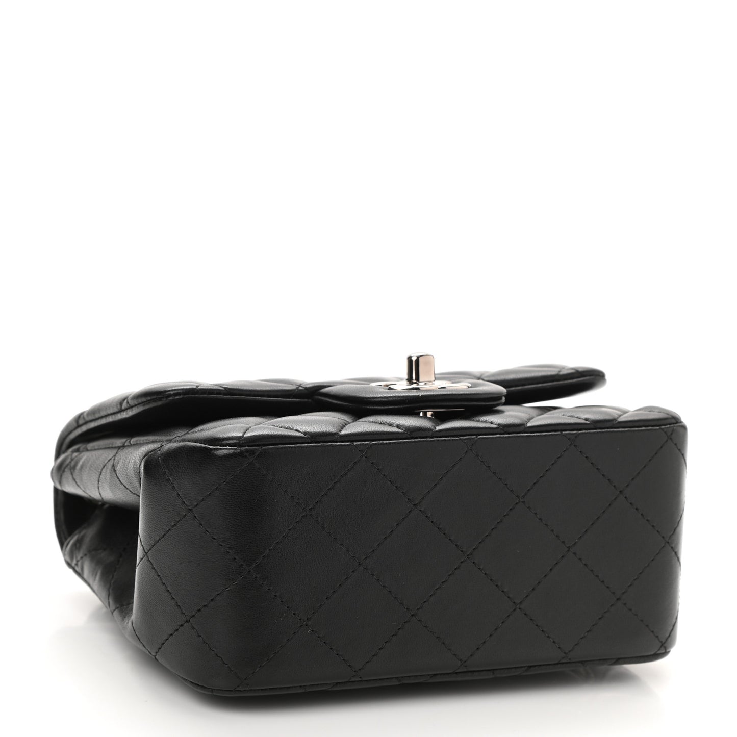 Lambskin Quilted Mini Square Flap Black