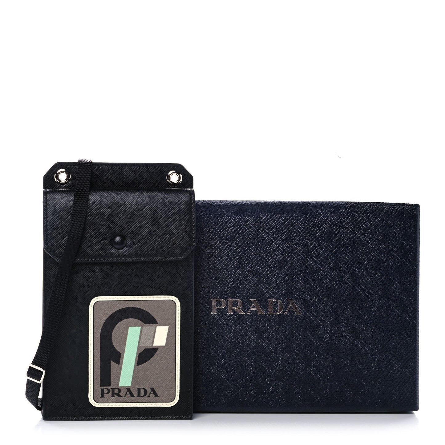 Saffiano Racing Logo Patch Mini Bag Black