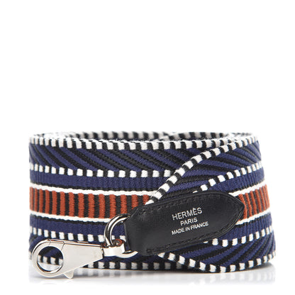 Hermes Toile Swift 50mm Sangle Cavale Shoulder Strap Bleu Encre Cuivre Black 1 of 4