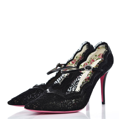 Gucci Lace Pizzo Venice Pumps 39 Black 3 of 9