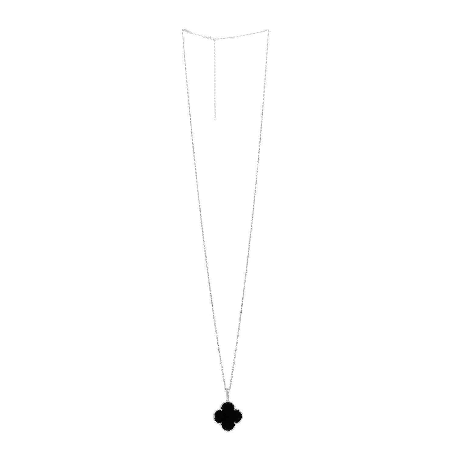 Van Cleef & Arpels 18K White Gold Black Onyx Magic Alhambra Pendant Necklace 3 of 5