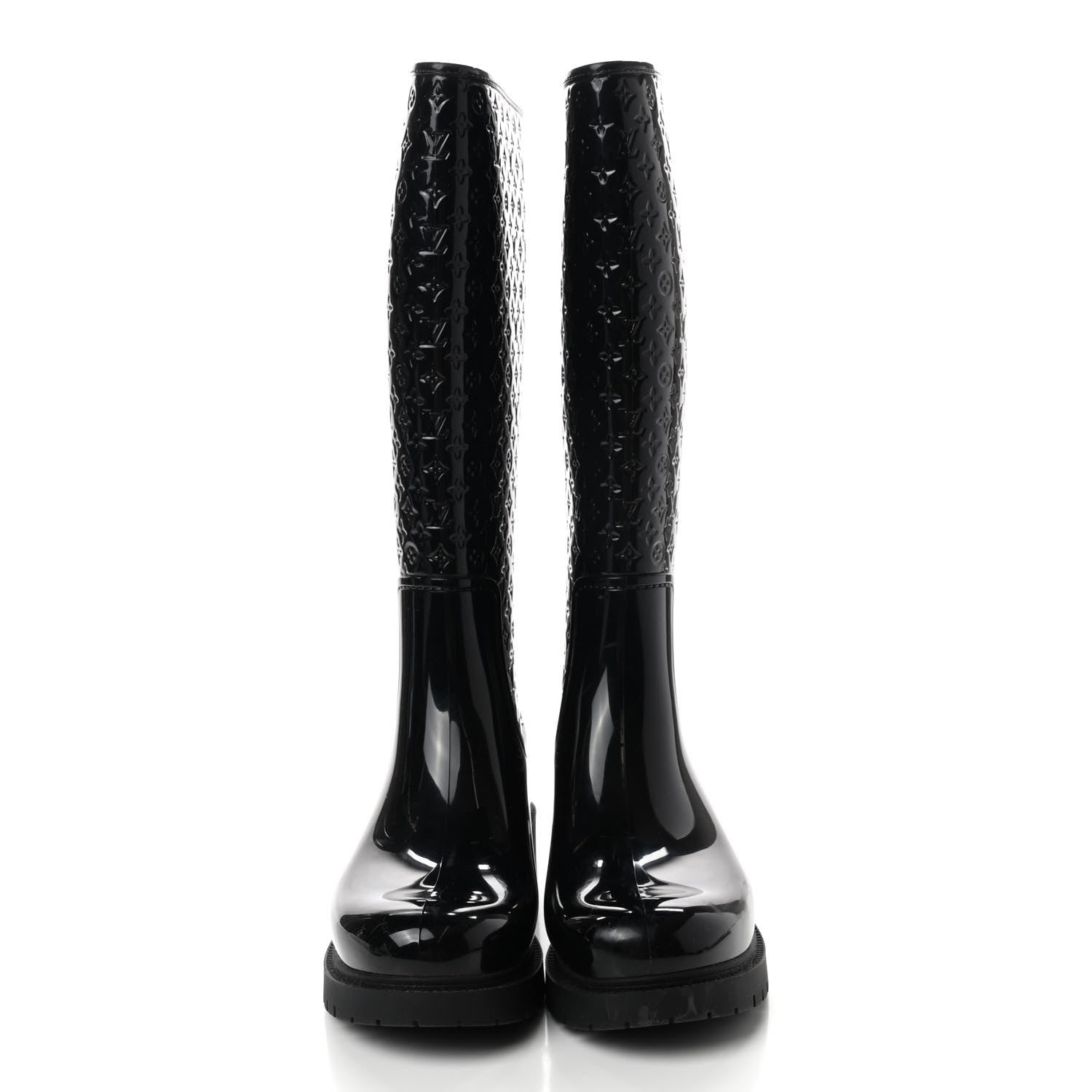 Louis Vuitton Rubber Embossed Monogram Splash Rain Boots 38 Black 2 of 6