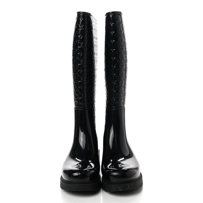 Louis Vuitton Rubber Embossed Monogram Splash Rain Boots 38 Black 2 of 6