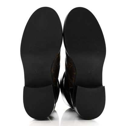 Louis Vuitton Calfskin Monogram Wonderland Flat Ranger Boots 38 Black 5 of 10
