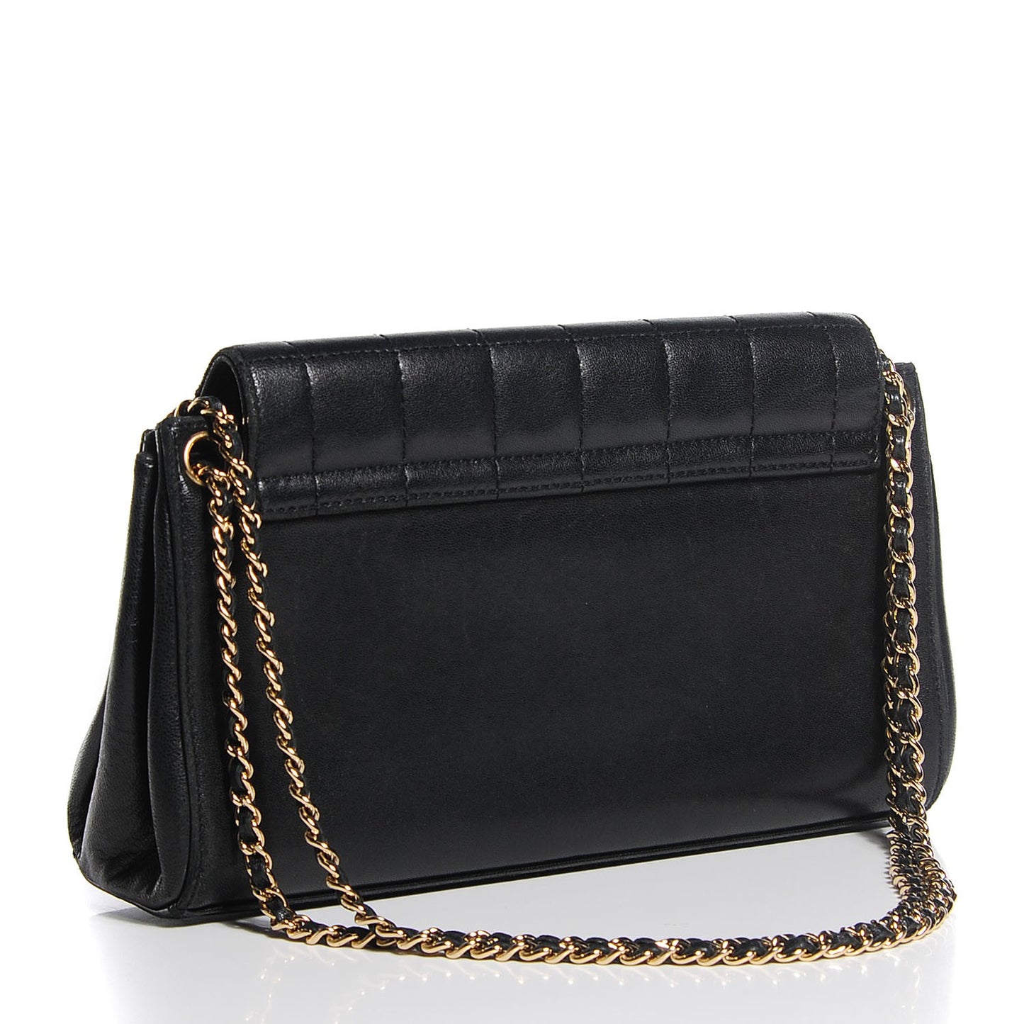 Lambskin Chocolate Bar Accordion Mademoiselle Flap Black
