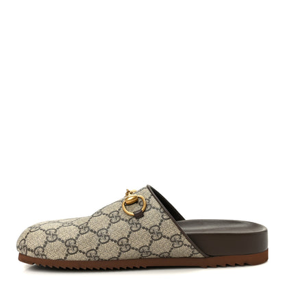 Gucci GG Supreme Monogram Miro Soft Calfskin Womens Horsebit Slippers 38 Beige Ebony New Acero 1 of 10