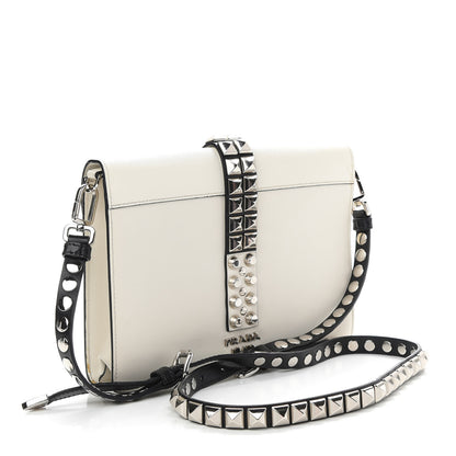 Prada Saffiano City Calfskin Studded Large Elektra Shoulder Bag White 2 of 7