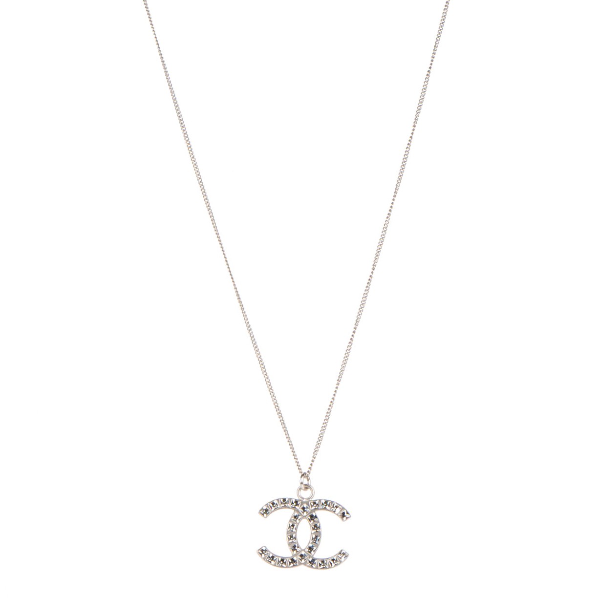 Baguette Crystal CC Necklace Silver
