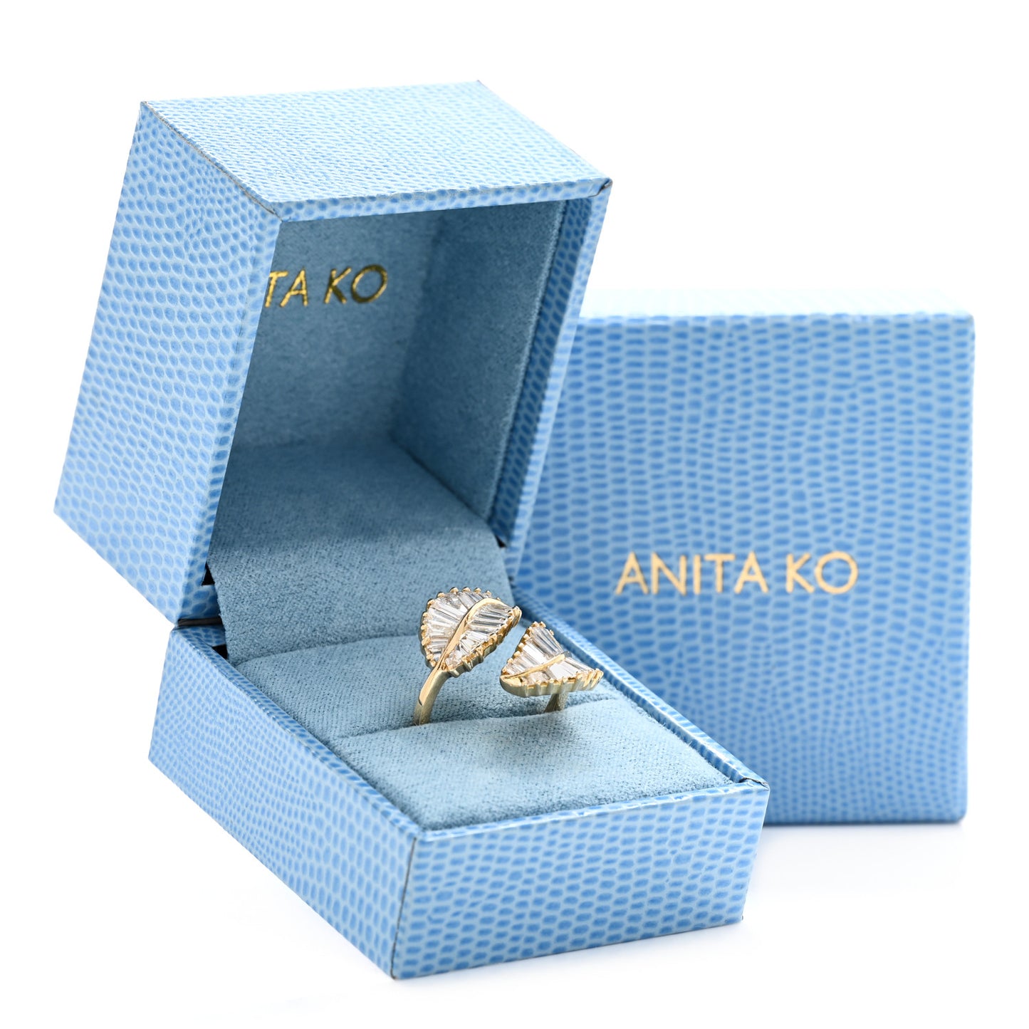 18K Yellow Gold Diamond Classic Leaf Ring 52 6