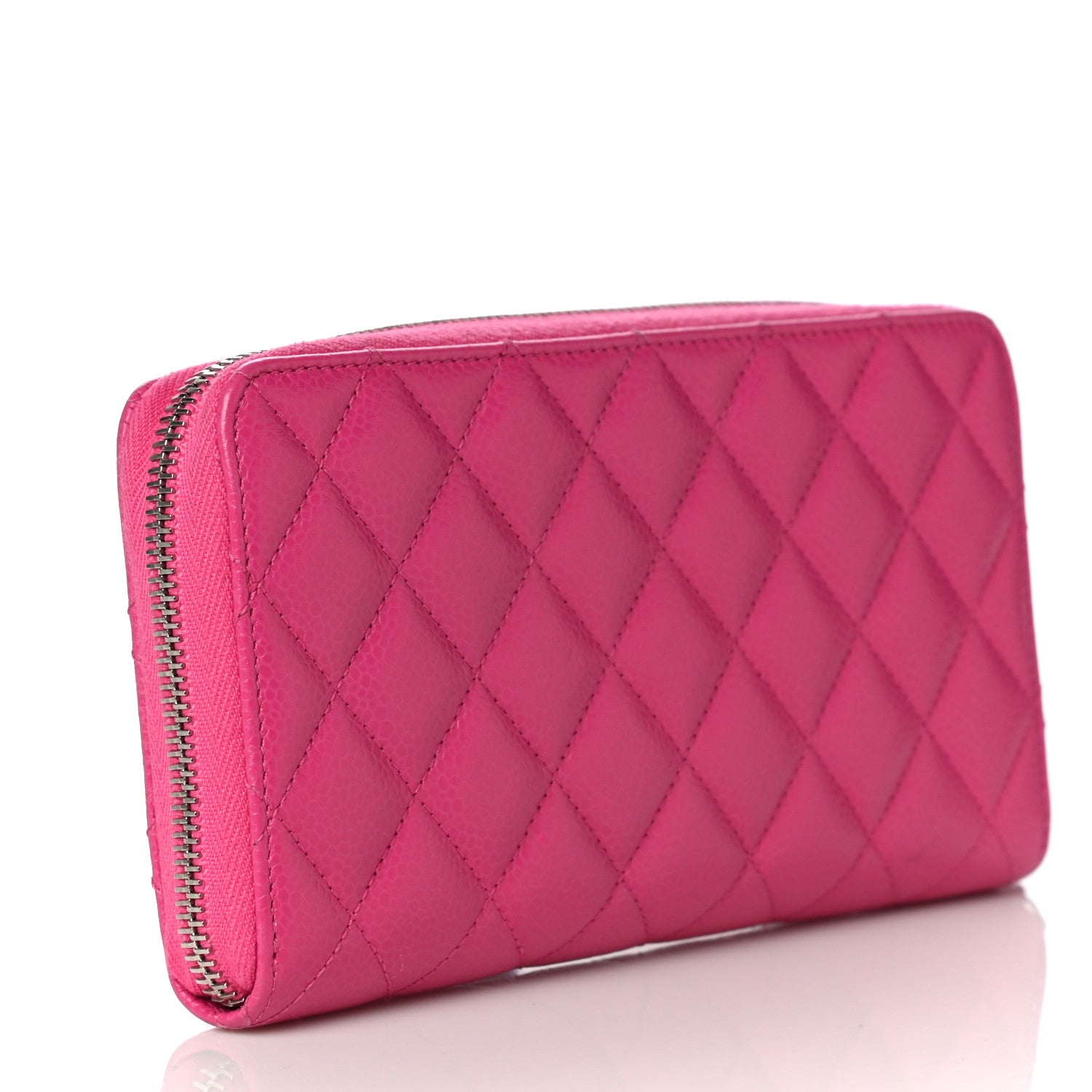 Chanel Caviar Quilted Large Gusset Zip Around Wallet Pink 3 of 21
