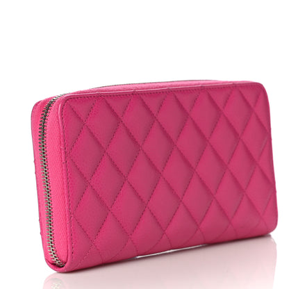 Chanel Caviar Quilted Large Gusset Zip Around Wallet Pink 3 of 21