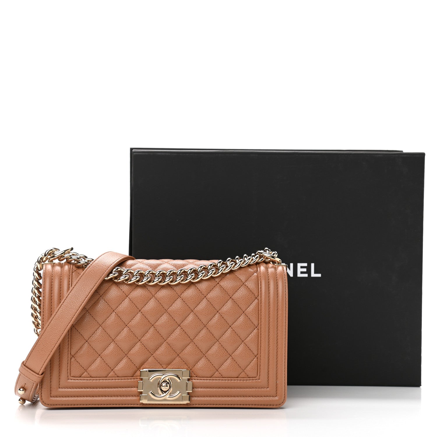 Chanel Caviar Quilted Medium Boy Flap Brown 10 of 10