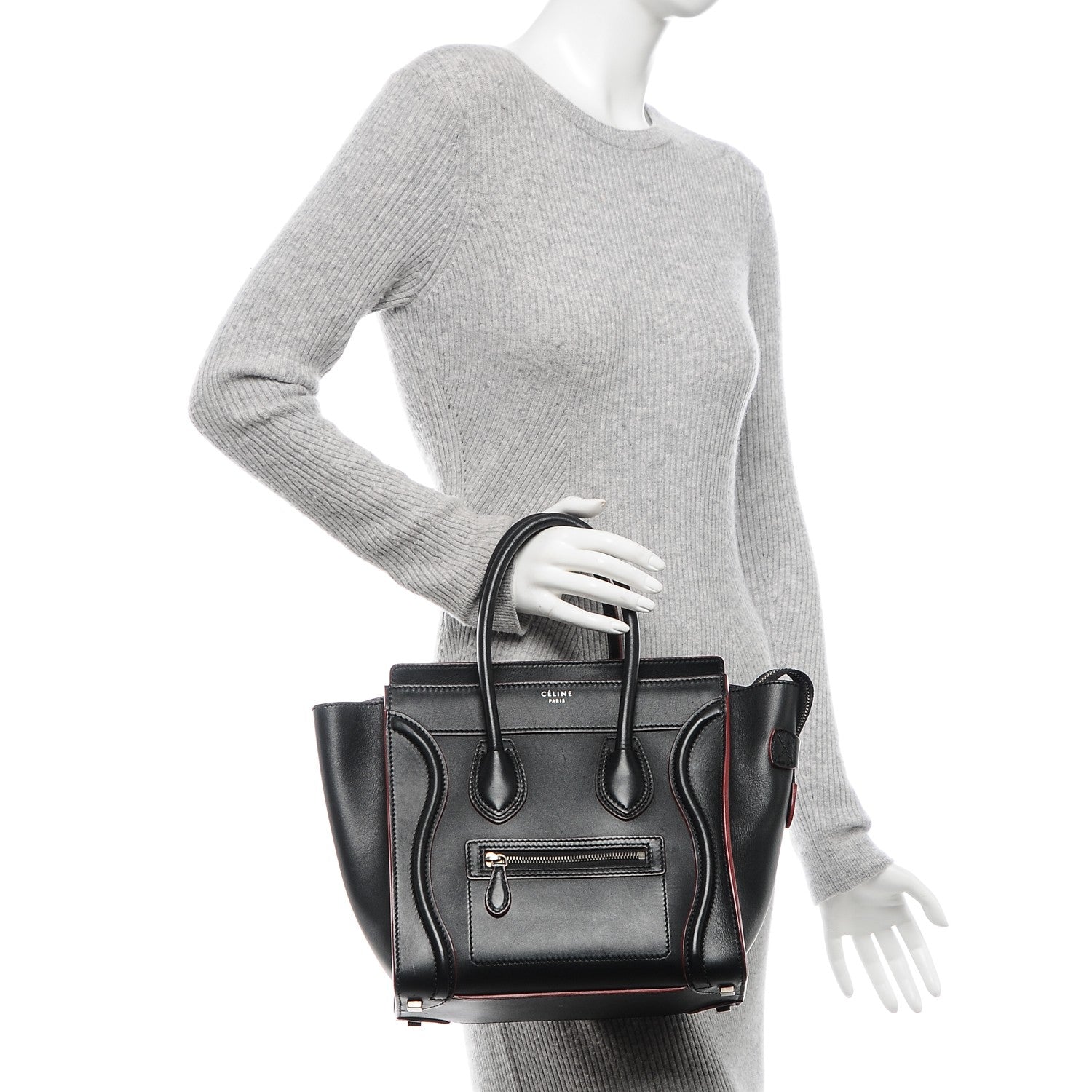 Celine Smooth Calfskin Micro Luggage Black 2 of 6