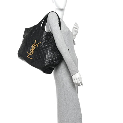 Saint Laurent Lambskin Quilted Maxi Icare Shopping Tote Black 2 of 11