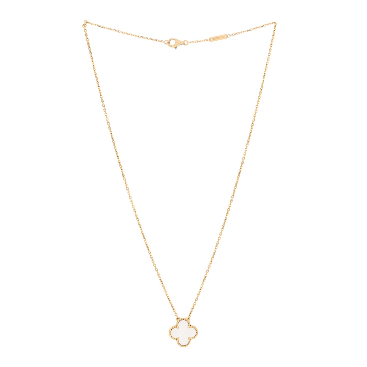 18K Yellow Gold Mother of Pearl Vintage Alhambra Pendant Necklace