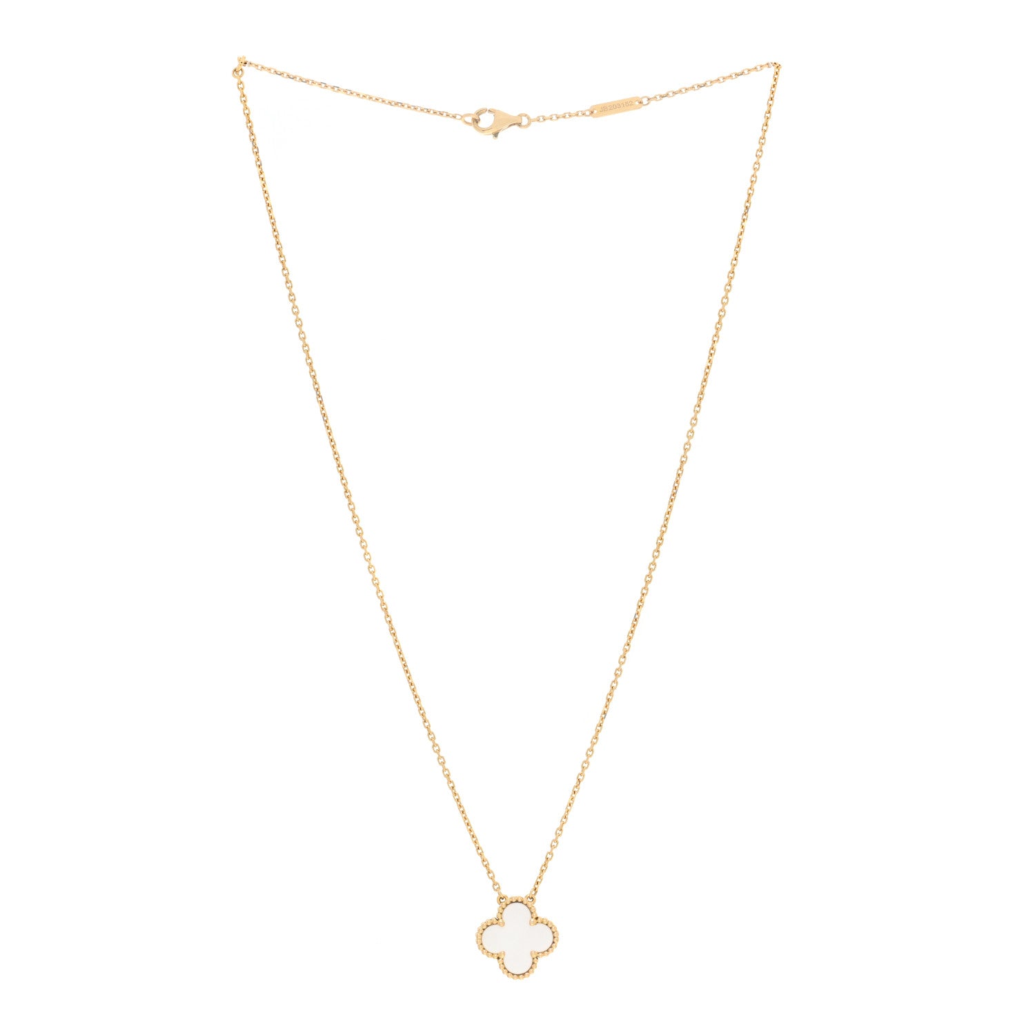 Van Cleef & Arpels 18K Yellow Gold Mother of Pearl Vintage Alhambra Pendant Necklace 3 of 7