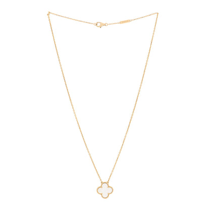 Van Cleef & Arpels 18K Yellow Gold Mother of Pearl Vintage Alhambra Pendant Necklace 3 of 7