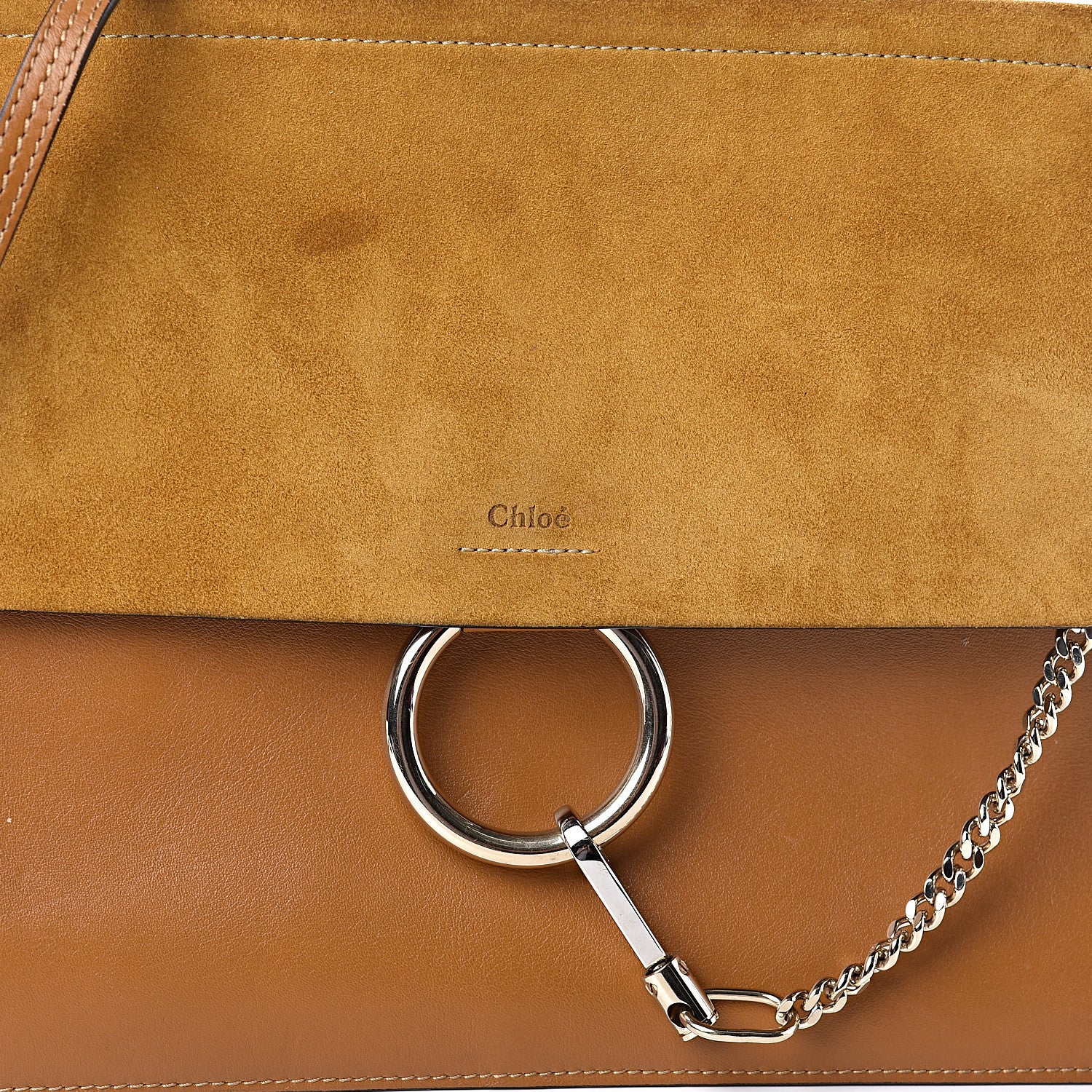 Chloe Suede Calfskin Medium Faye Shoulder Bag Mustard Brown 12 of 12
