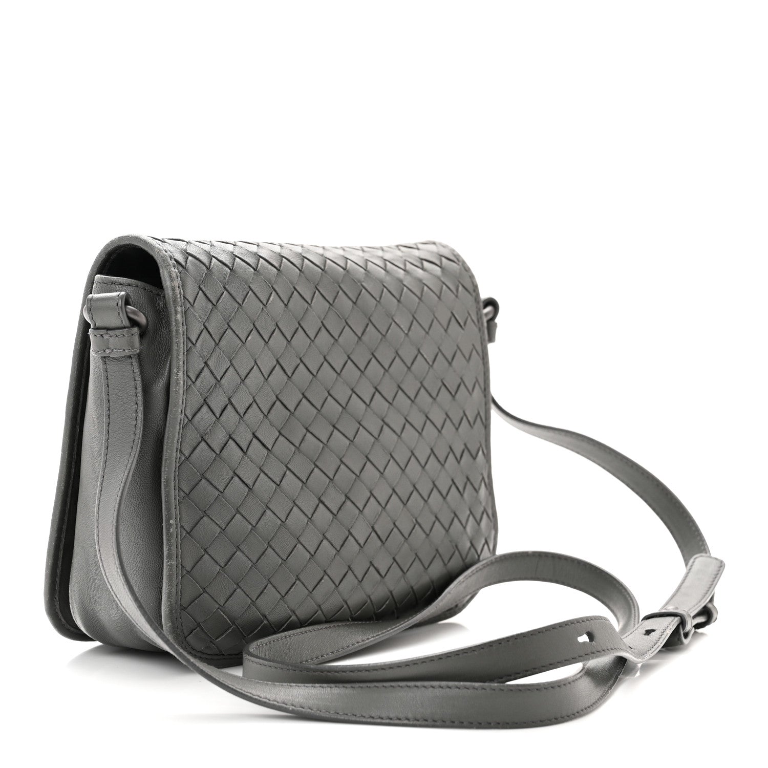 Bottega Veneta Nappa Intrecciato Mini Flap Crossbody Light Grey 3 of 17