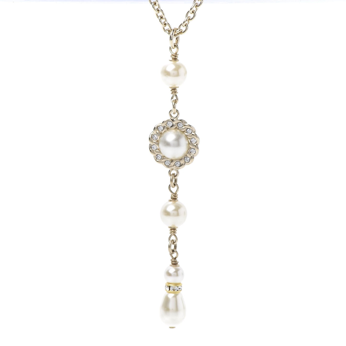 Crystal Pearl Pearls Coronation CC Layered Necklace Gold