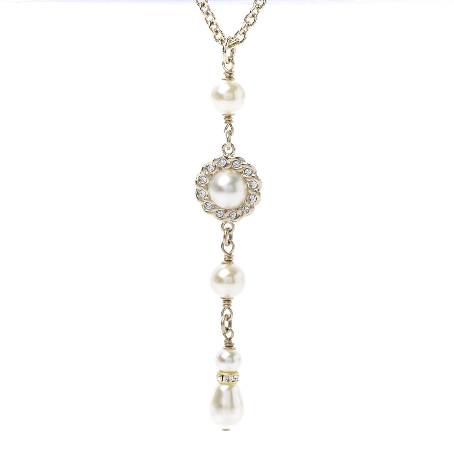 Chanel Crystal Pearl Pearls Coronation CC Layered Necklace Gold 5 of 7