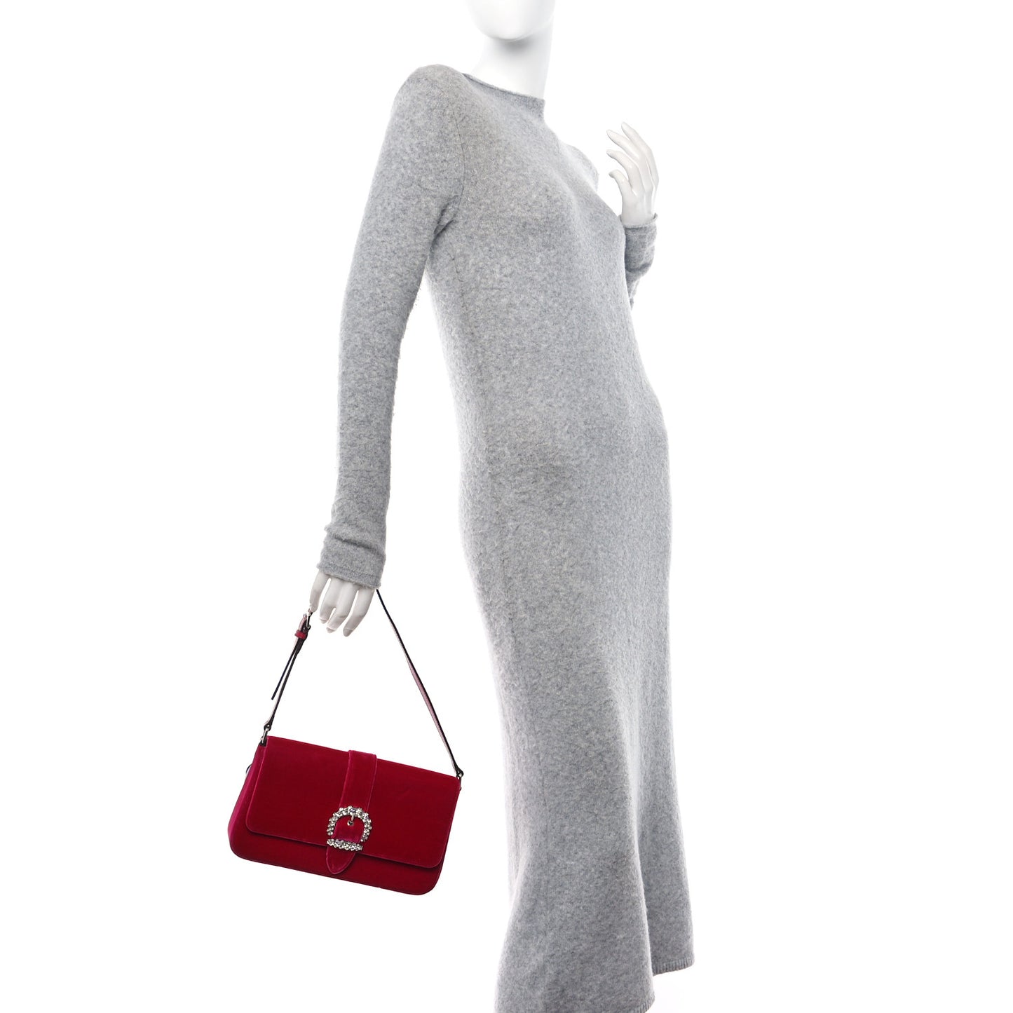 Velvet Crystal Cheri Shoulder Bag Royal Red