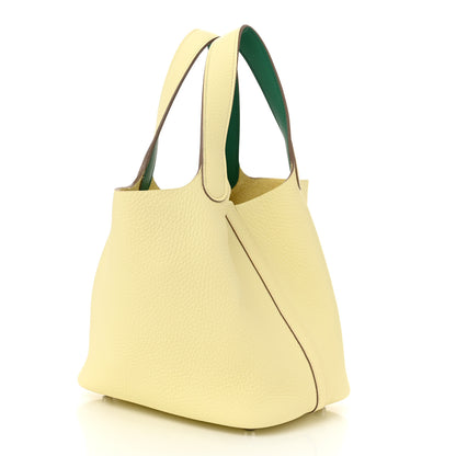 Hermes Taurillon Clemence Swift Eclat Picotin Lock 18 PM Jaune Milton Vert Vertigo 3 of 10