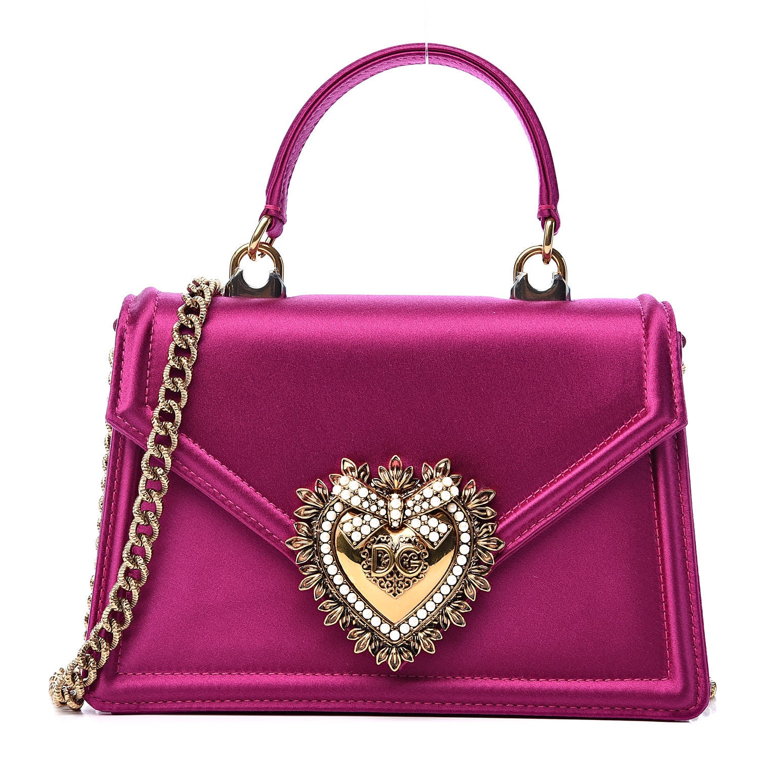 Dolce & Gabbana Silk Small Devotion Envelope Top Handle Bag Fuchsia 1 of 10