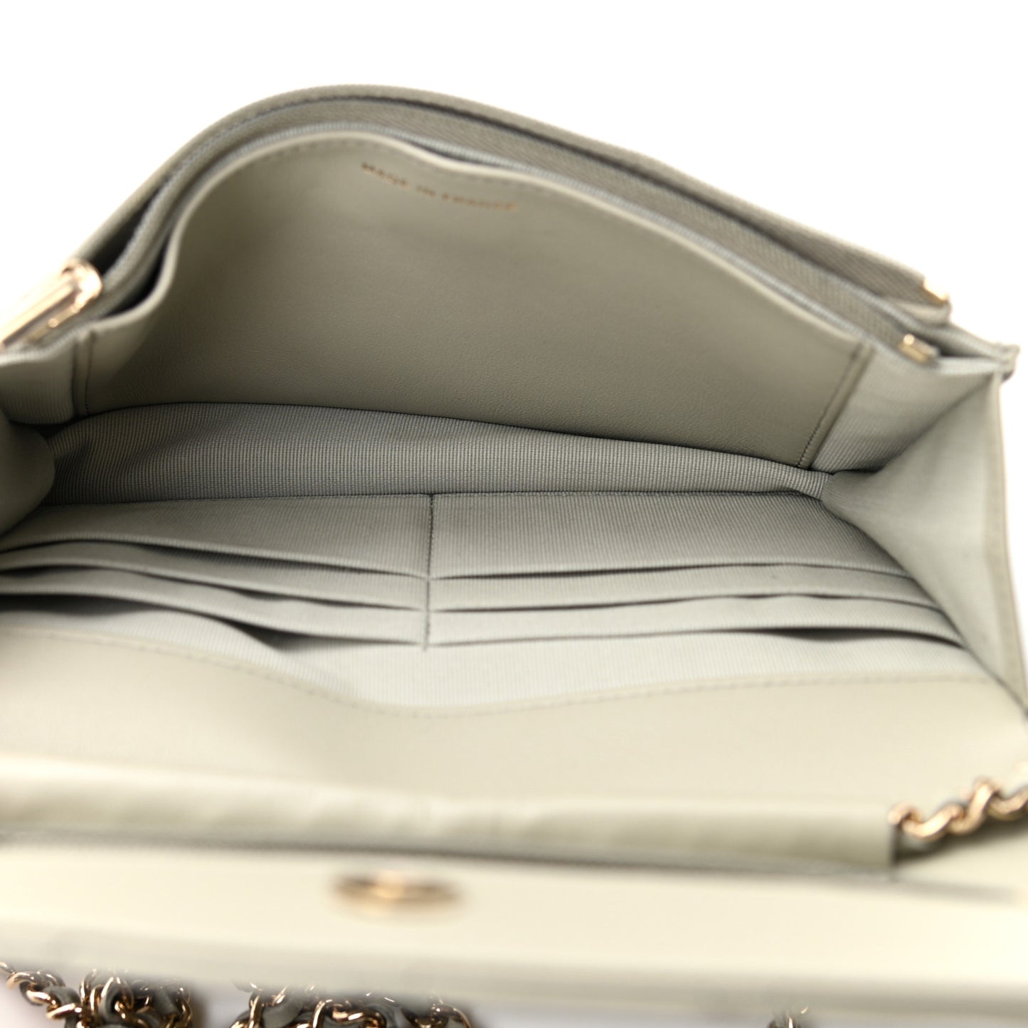 Lambskin Quilted Wallet On Chain WOC Grey