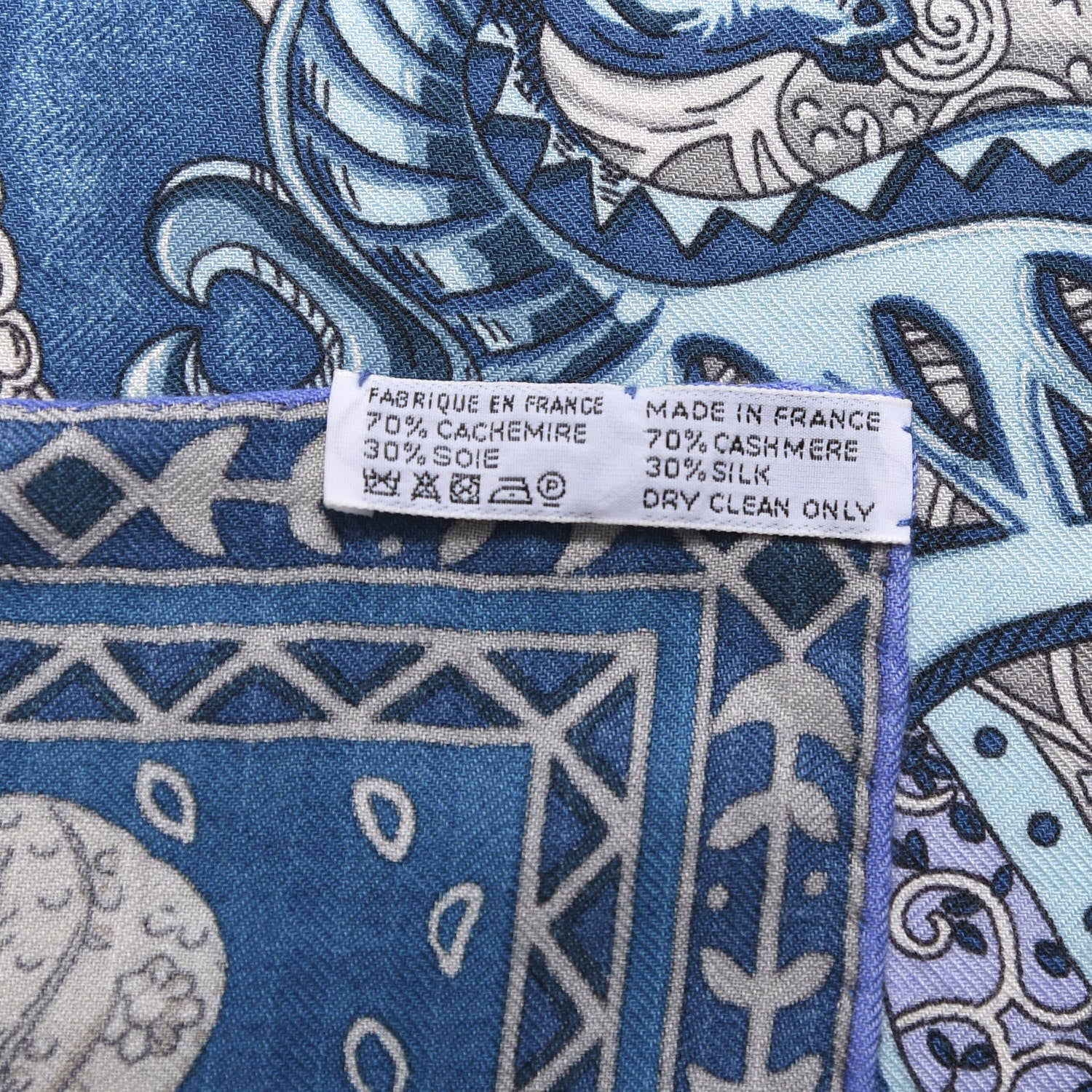 Hermes Cashmere Silk Cavaliers du Caucase Shawl 140 Bleu Gris Parme 2 of 4