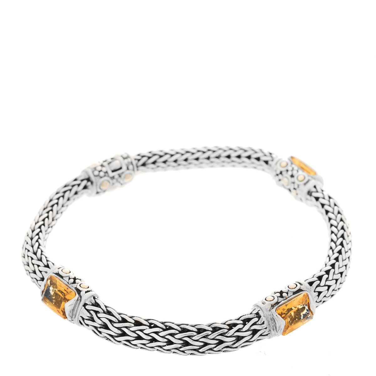 Sterling Silver 18K Yellow Gold Citrine Station Bracelet